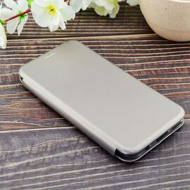  Чехол книга на силиконовой основе и магните для Huawei Honor P40 Lite Book, с округленными краями, серебряный 