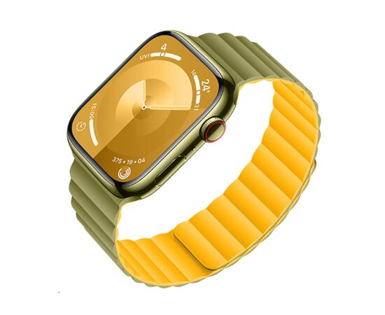  Ремешок HOCO WA29 Flexible для умных часов APPLE Watch 42/44/45/49mm силикон зелёный, жёлтый, магнитная пряжка 